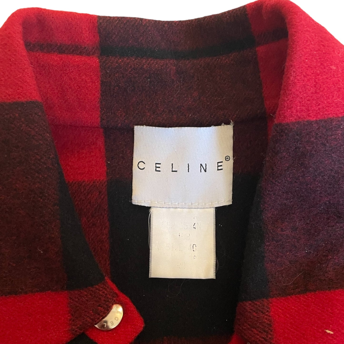 CELINE Wool/Cashmere Red & Black Plaid Jacket |Size: 40|