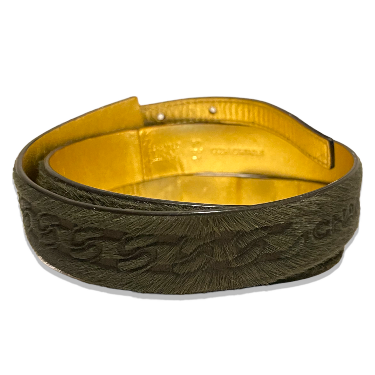 CHANEL Buckle Belt Calf Hair and Leather |Size: 70|