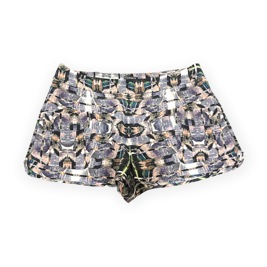 INTERMIX Purple Printed 100% Silk Shorts | Size: M |
