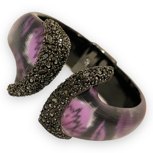 ALEXIS BITTAR Black Crystal & Hand Crafted Lucite Hinge Cuff