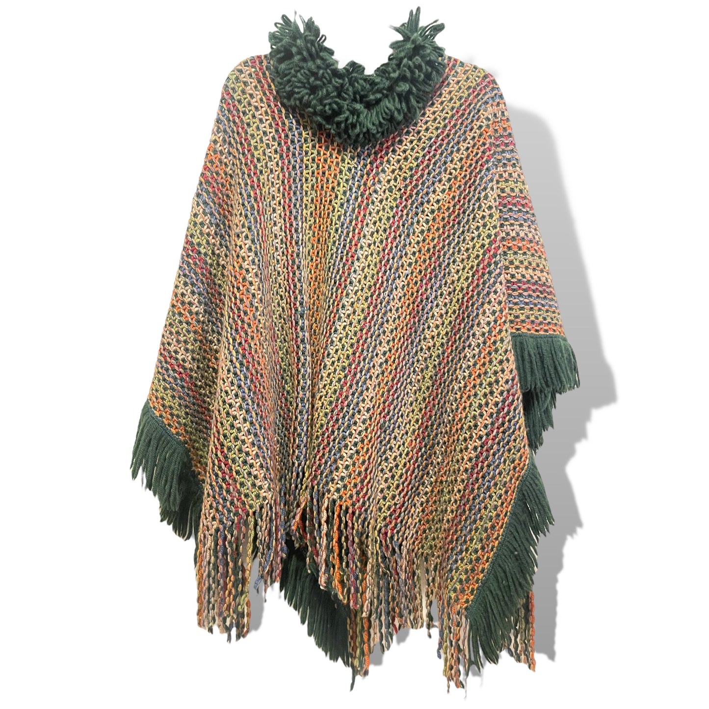 MISSONI Made in Italy 100% Wool Zig-Zag Fringe Poncho | O/S |