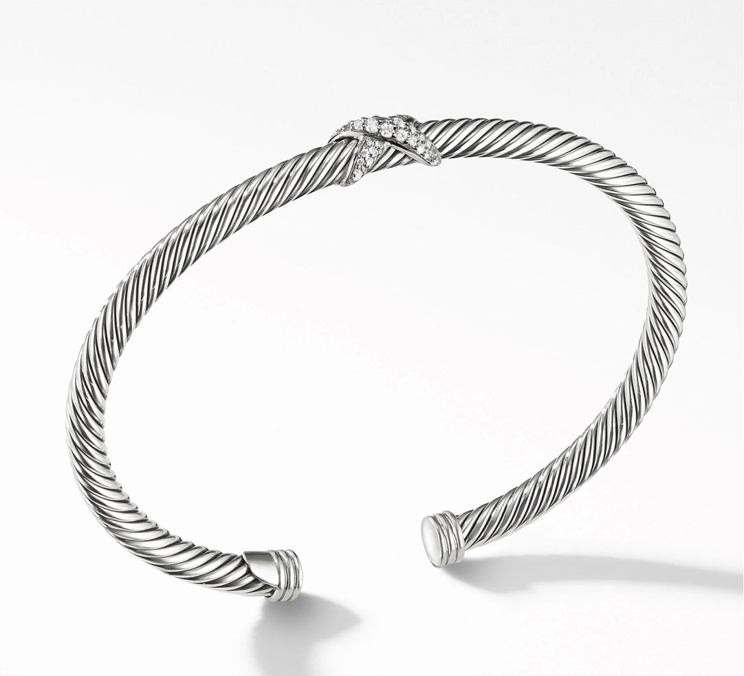 DAVID YURMAN X Station Bracelet in Sterling Silver with Pavé Diamonds