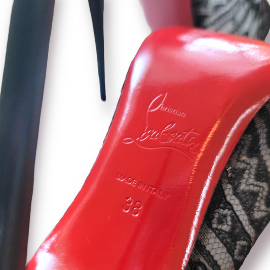Christian Louboutin Black Dorissima Lace 100 Dentelle Pumps - photo 2 of 14