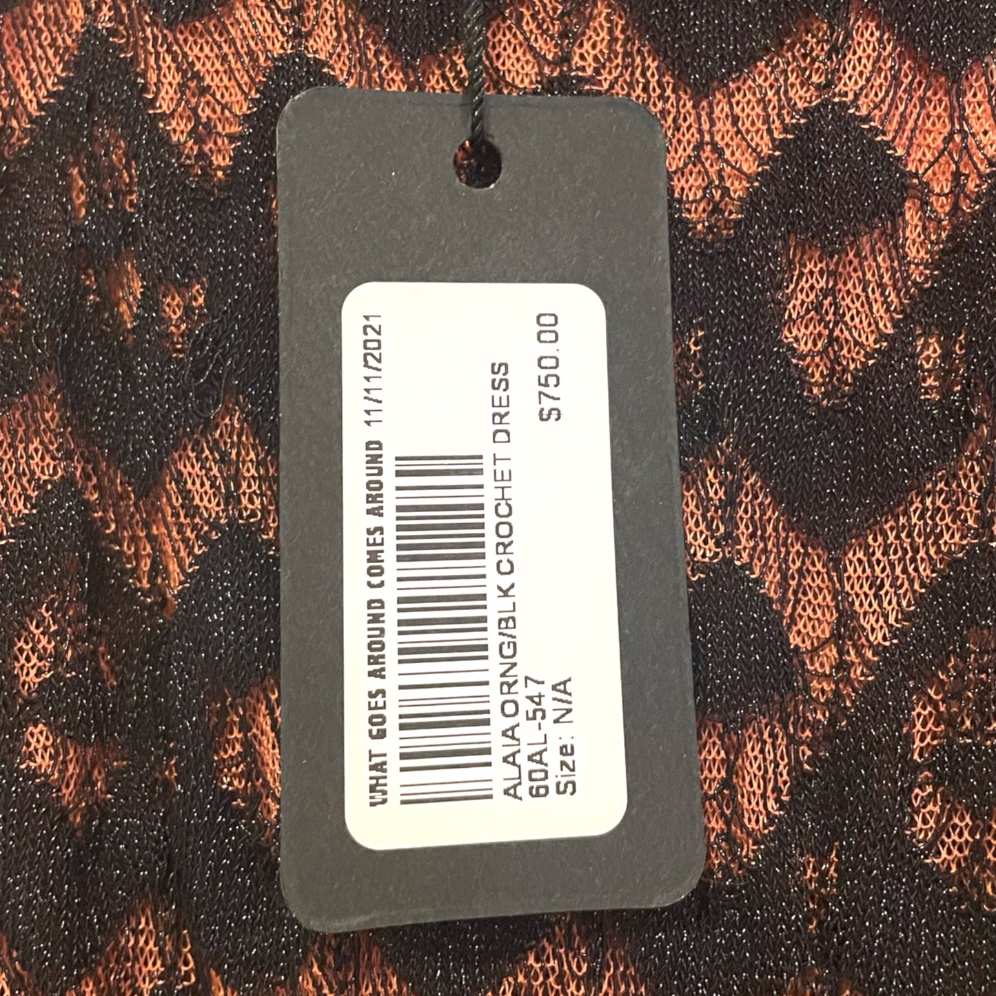 ALAÏA PARIS Orange/Coral & Black STUNNING Crochet Dress