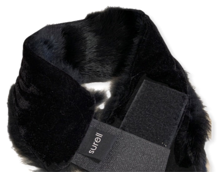 SURELL Genuine Fur Headband With Velcro Adjustable Closure