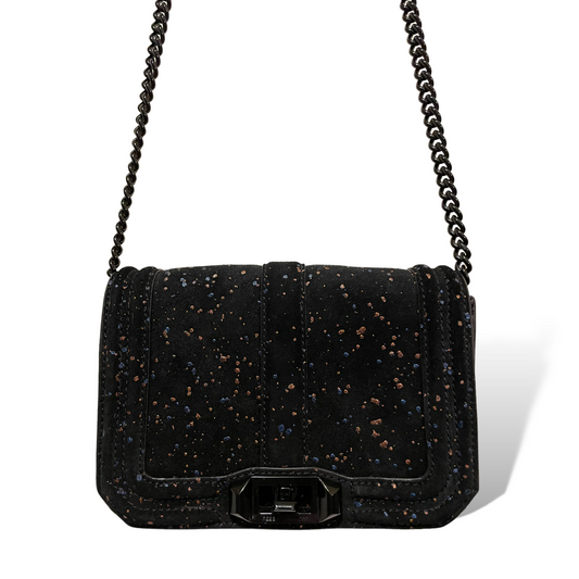 Rebecca Minkoff Black Hardware & Suede Crossbody Bag with Cobalt Blue & Rose Gold Splatter - photo 2 of 11