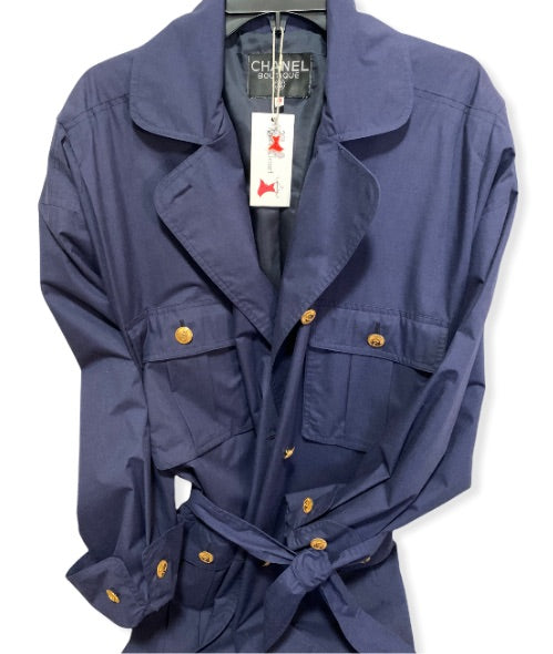 Vintage CHANEL Navy belted trench coat circa 1980