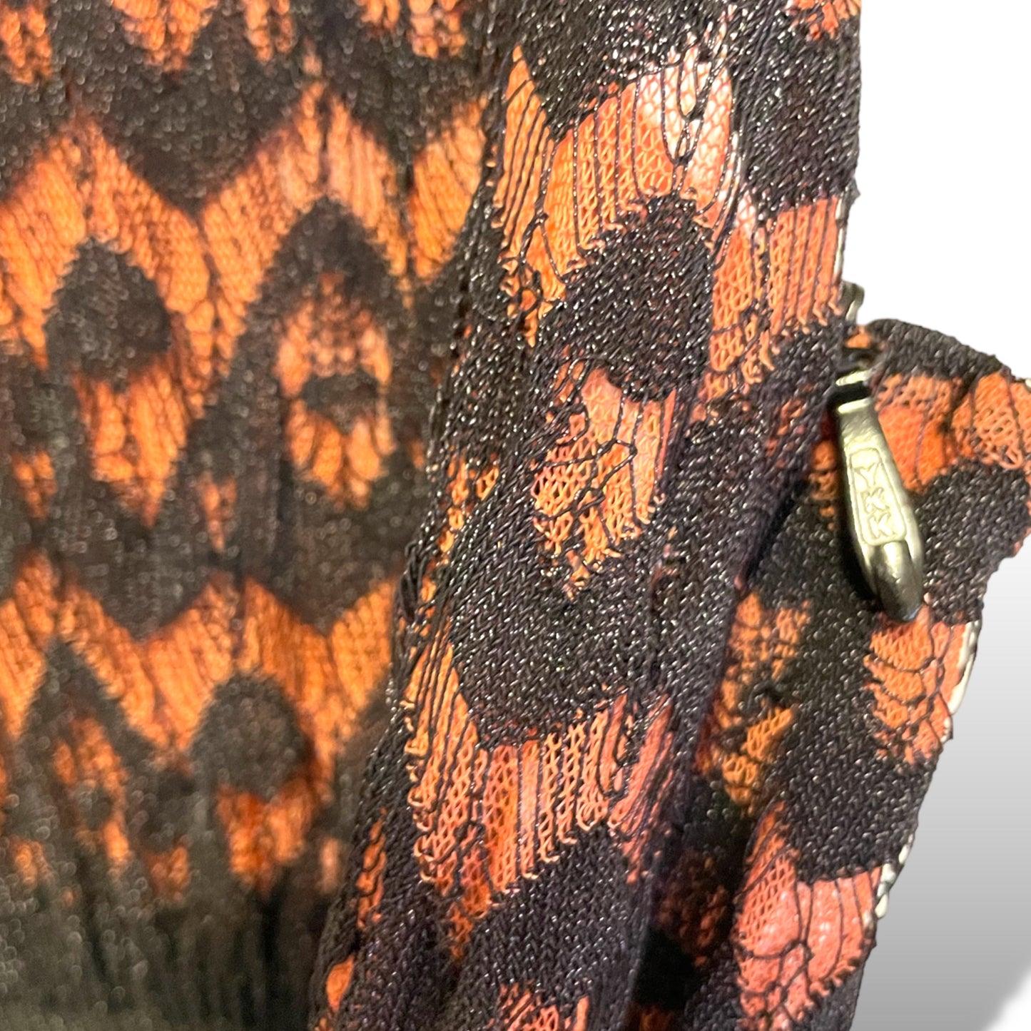 ALAÏA PARIS Orange/Coral & Black STUNNING Crochet Dress
