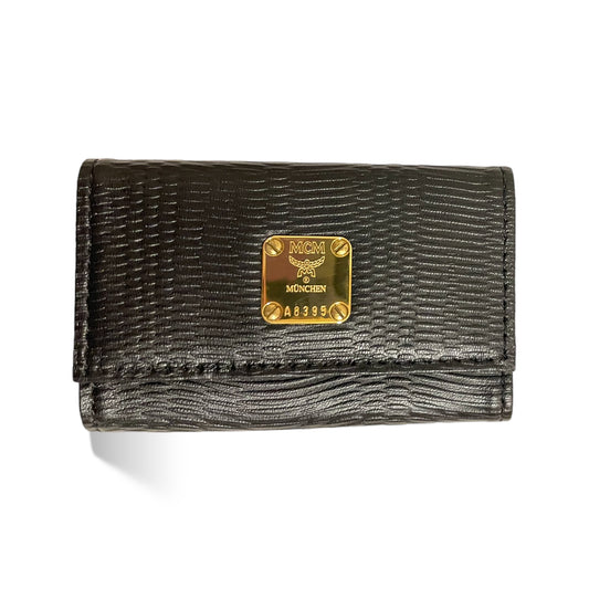 MCM Black Leather Key Holder