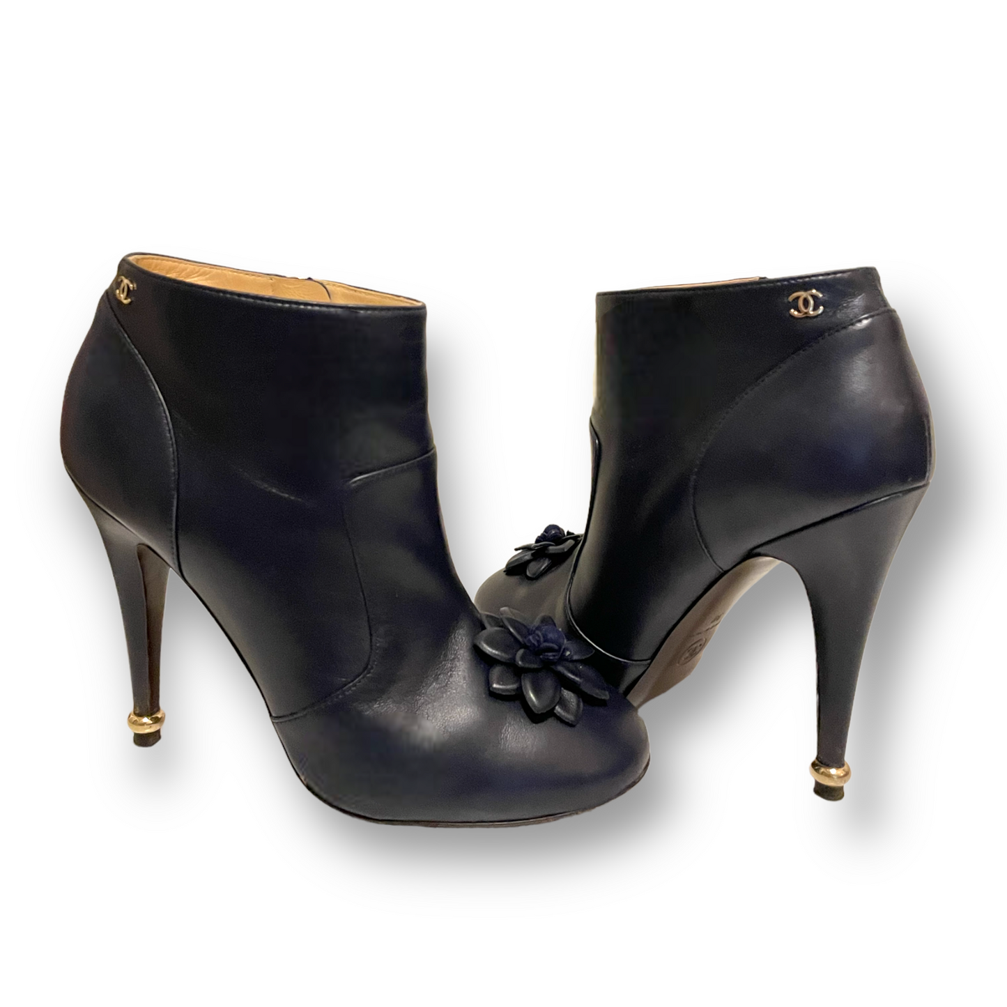 CHANEL Lambskin Short Boots 15A Size: 38