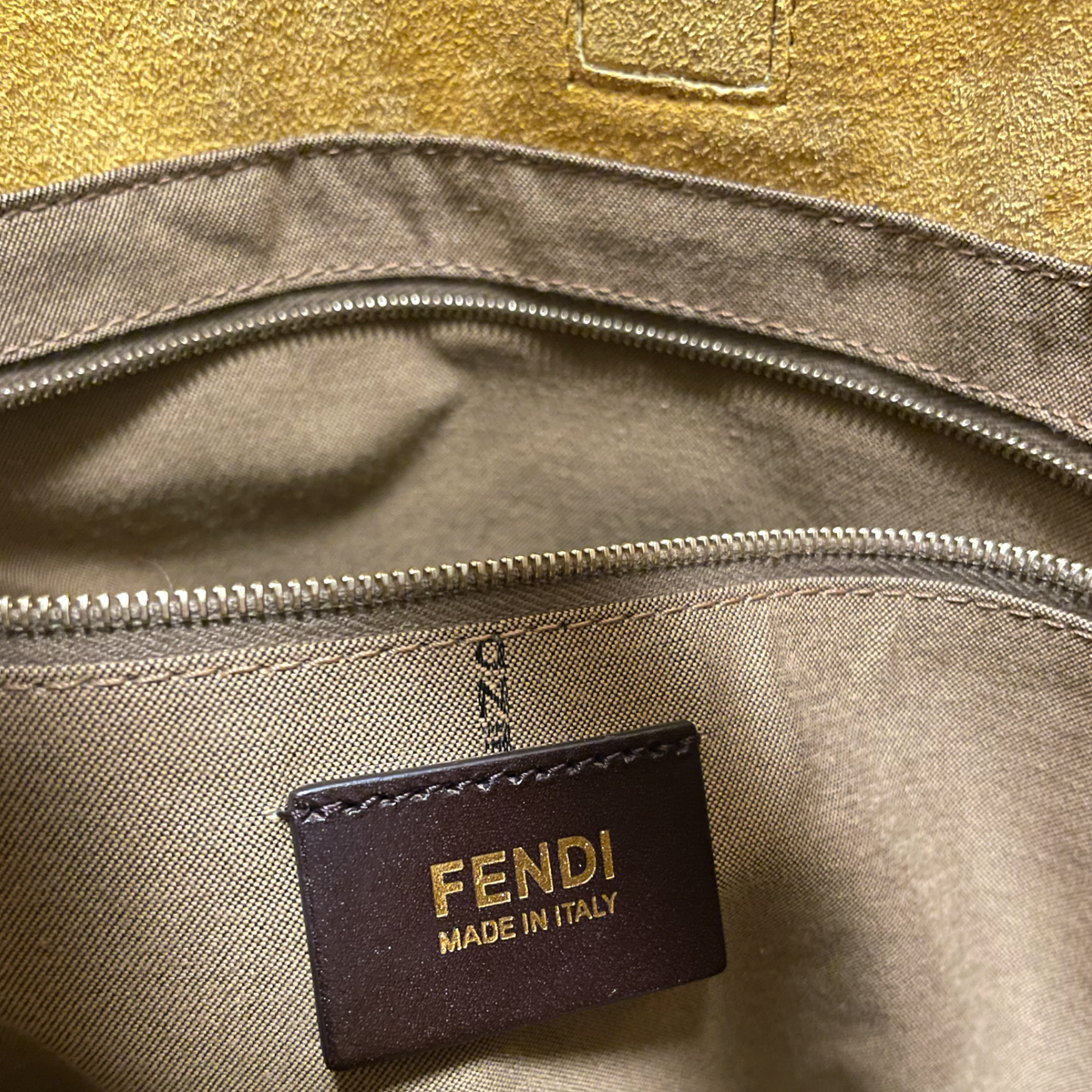 FENDI Large Tobacco/Ochre Zucca Print Canvas with Calfskin Trim Hobo Bag