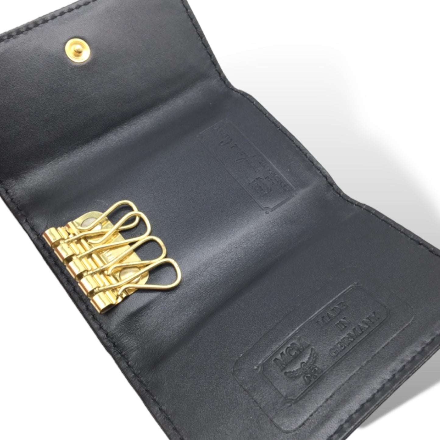 MCM Black Leather Key Holder