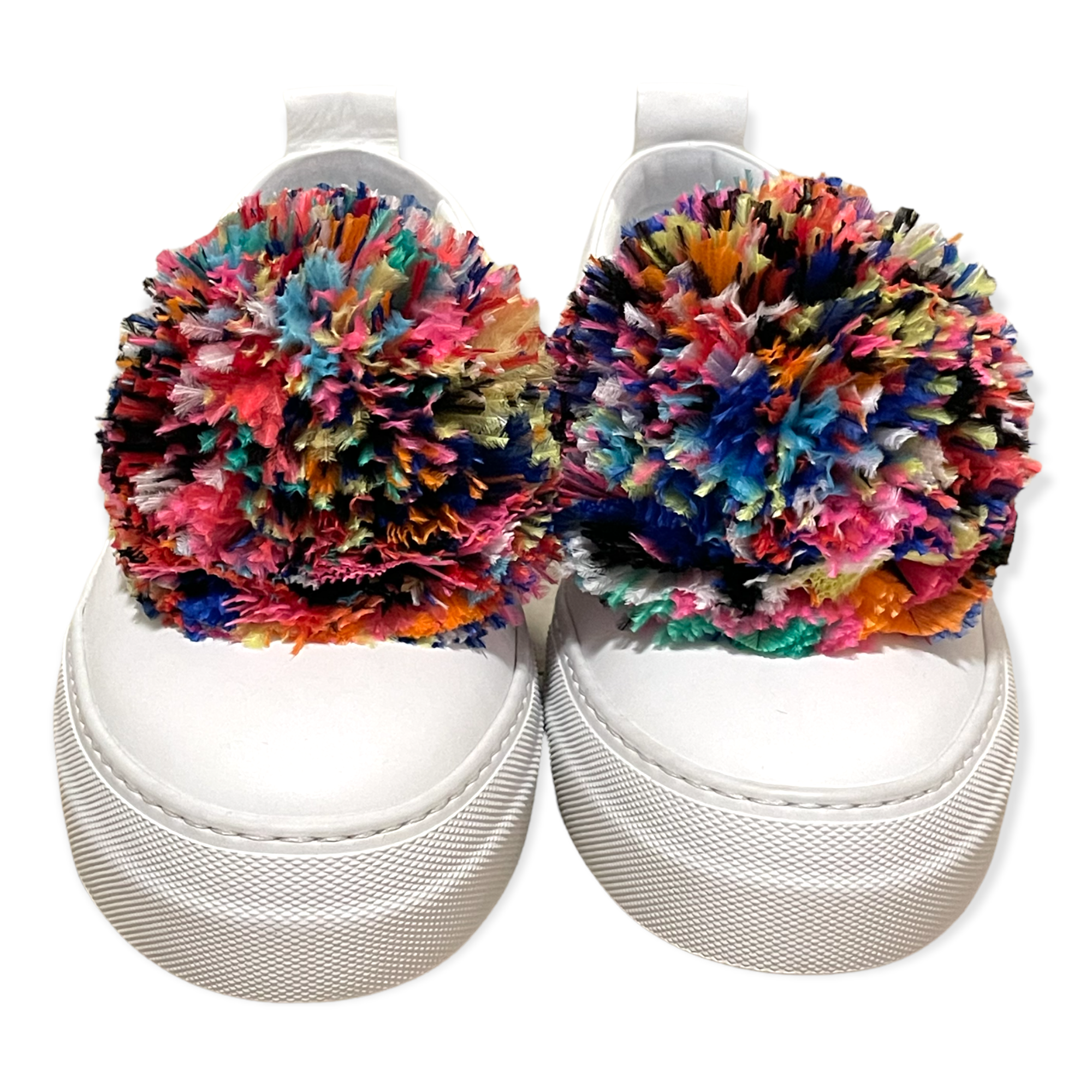 EUGENIA KIM Feather Pom Pom Slip on Sneakers
