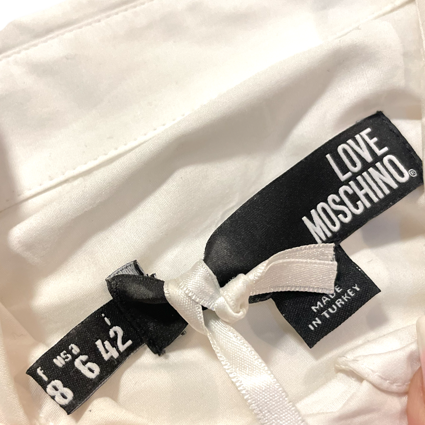 MOSCHINO LOVE EMBROIDERED BREAST-POCKET SAHARAN SHIRT | SIZE: F8 USA6 IT42 |