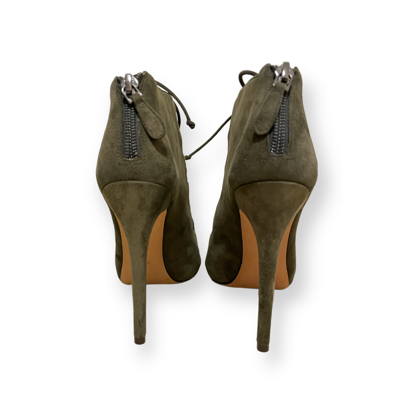ALEXANDRE BIRMAN Olive Green Suede Cage Heels