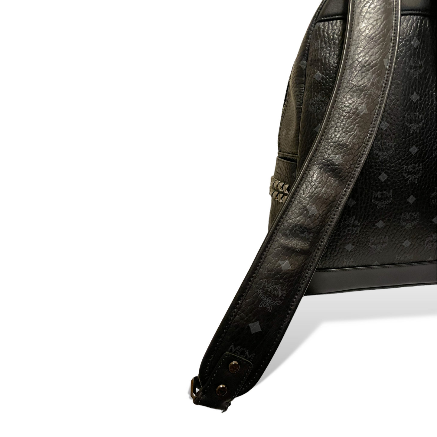 Men’s MCM Blk/Gry Monogram Stark Side Studs Backpack in Visetos |Size: 42.5cm|