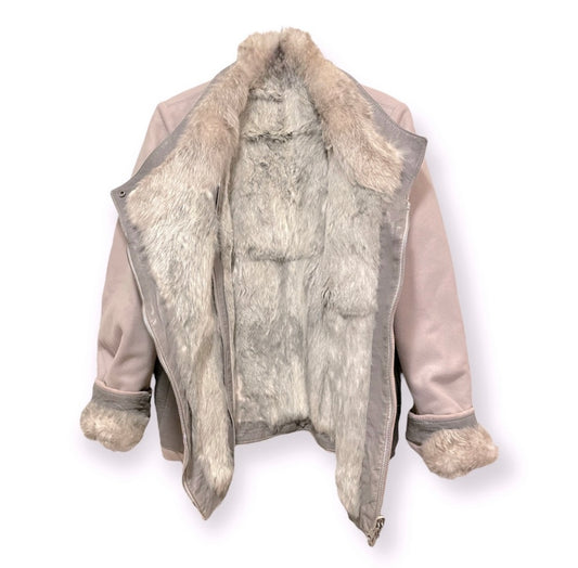 HELMUT LANG Reversible Wool & Fur Jacket with Lamb leather Accents |Size: Small|