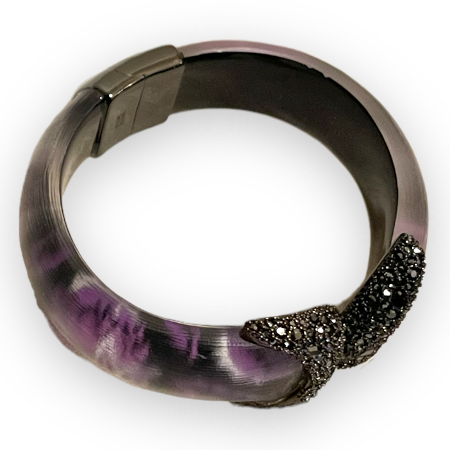 ALEXIS BITTAR Black Crystal & Hand Crafted Lucite Hinge Cuff