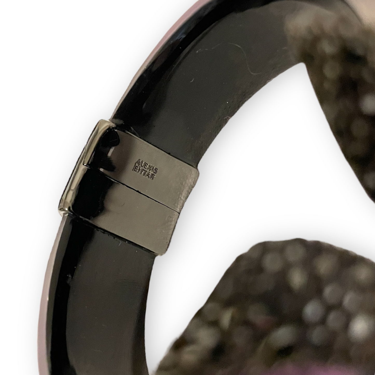 ALEXIS BITTAR Black Crystal & Hand Crafted Lucite Hinge Cuff