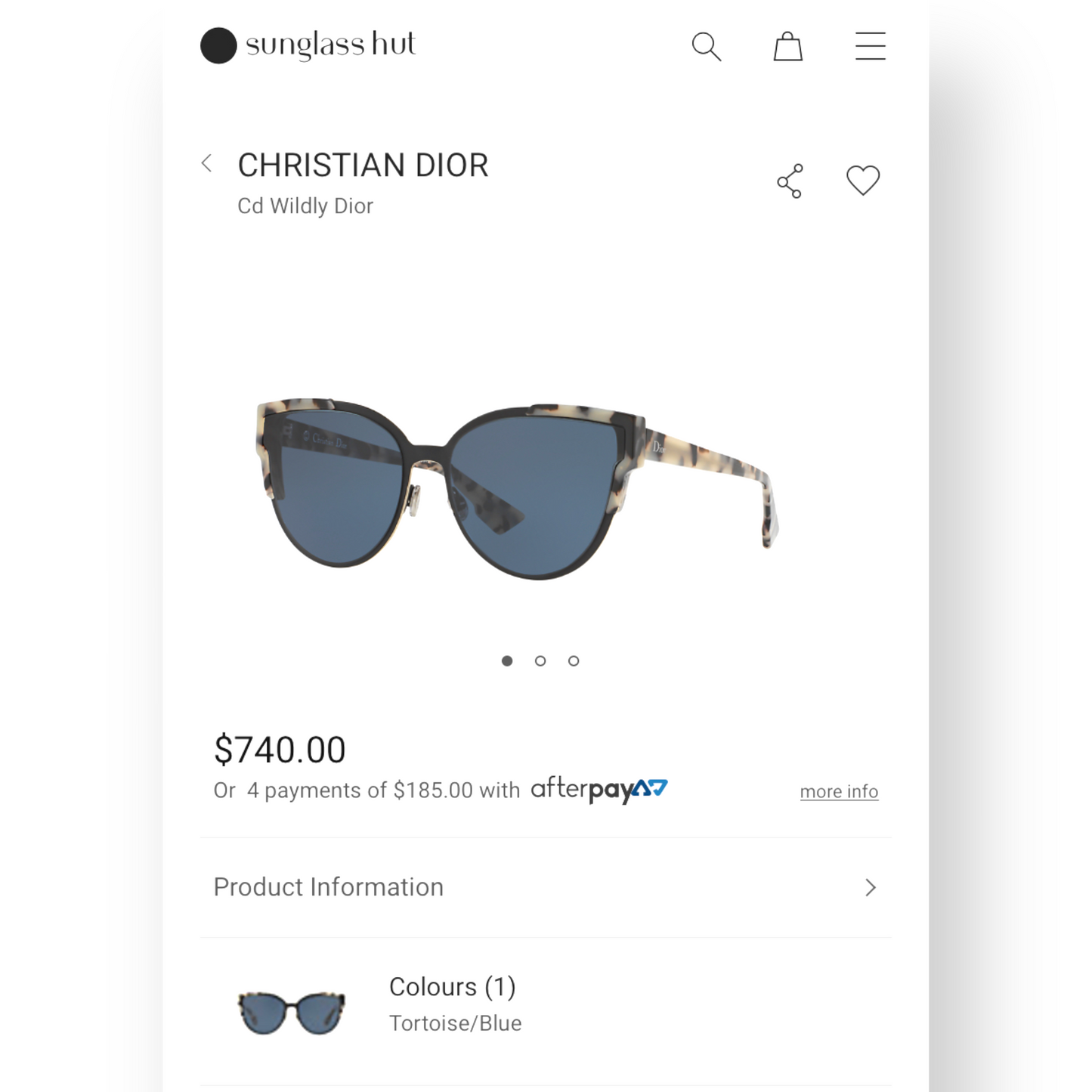 CHRISTIAN DIOR CD Wildly Dior Tortoise/Blue Sunglasses