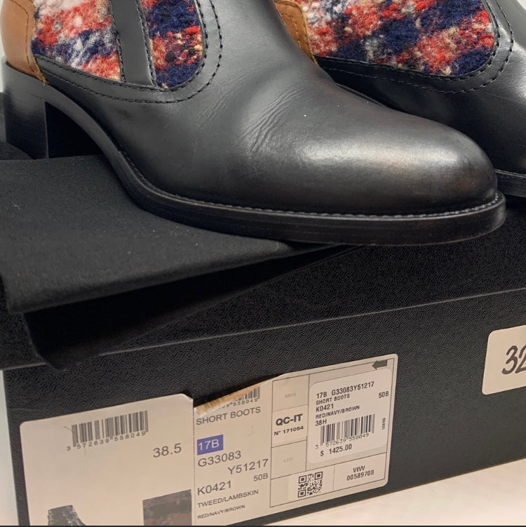 CHANEL 2017 Tweed Pattern Ankle Boots |38.5 EU|