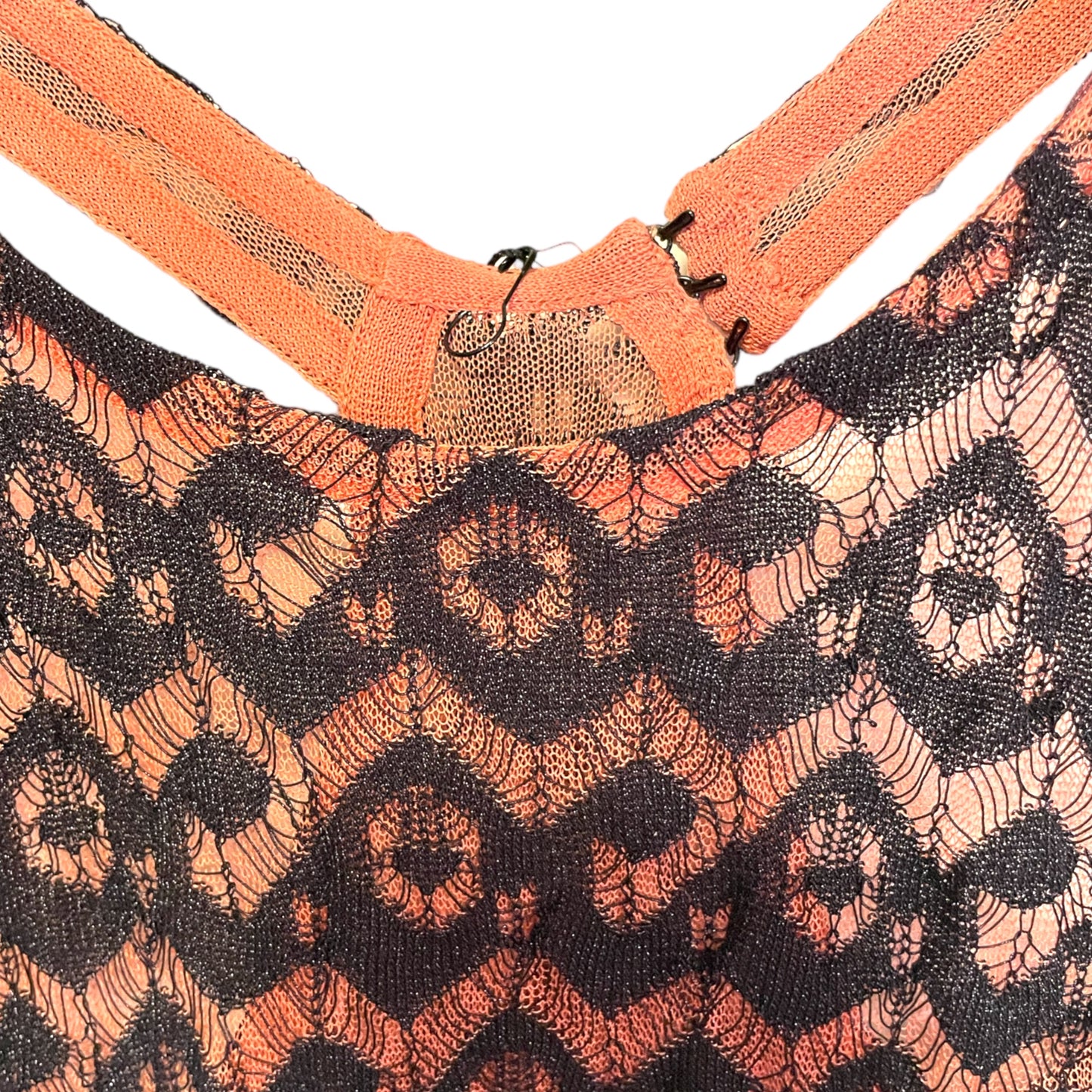ALAÏA PARIS Orange/Coral & Black STUNNING Crochet Dress