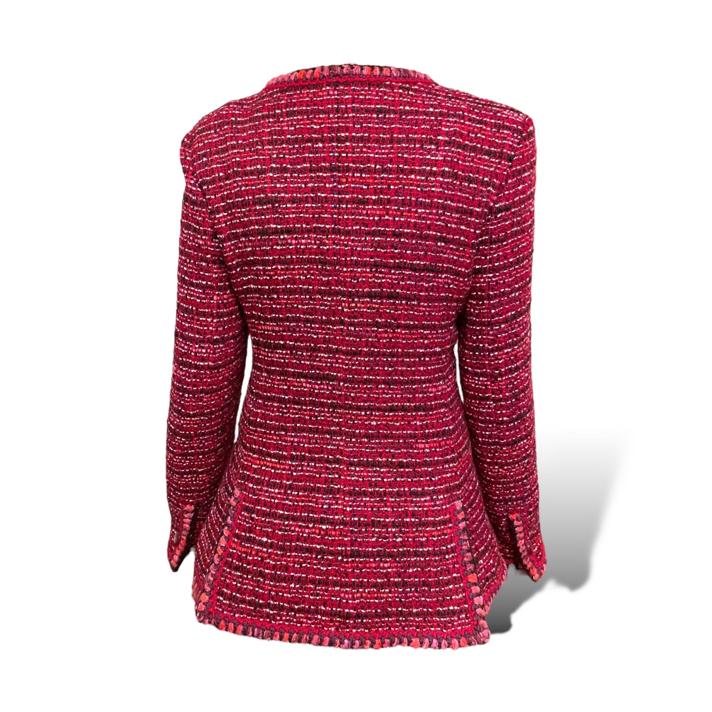 CHANEL Vintage FALL 2001 Collection Burgundy Tweed Patterned Jacket