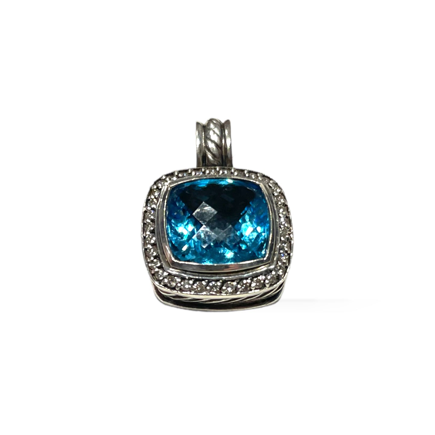DAVID YURMAN Albion Pendant in Sterling Silver with Blue Topaz & Pavé Diamonds