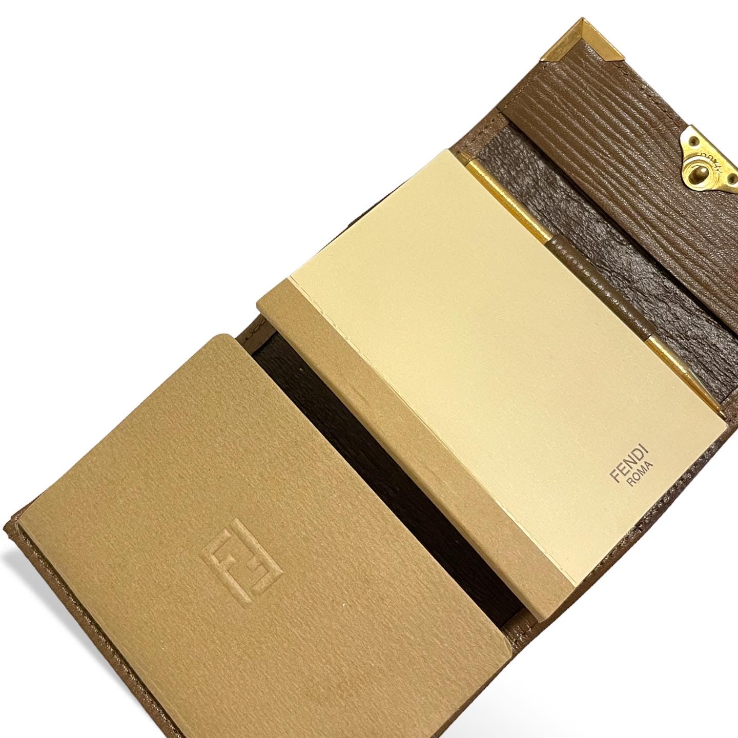 FENDI Vintage Zucchino FF Logo Monogram Coated Canvas Tri-Fold Address/Notebook