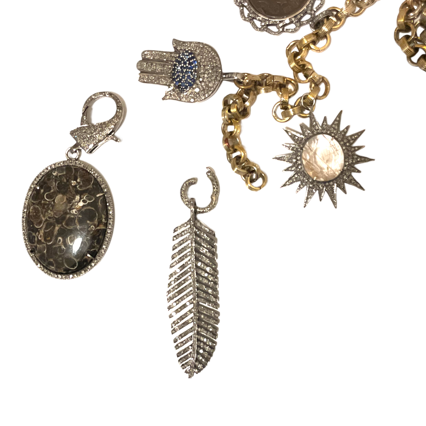 Custom Made Charm Statement Necklace with Removable/Changeable Adornments