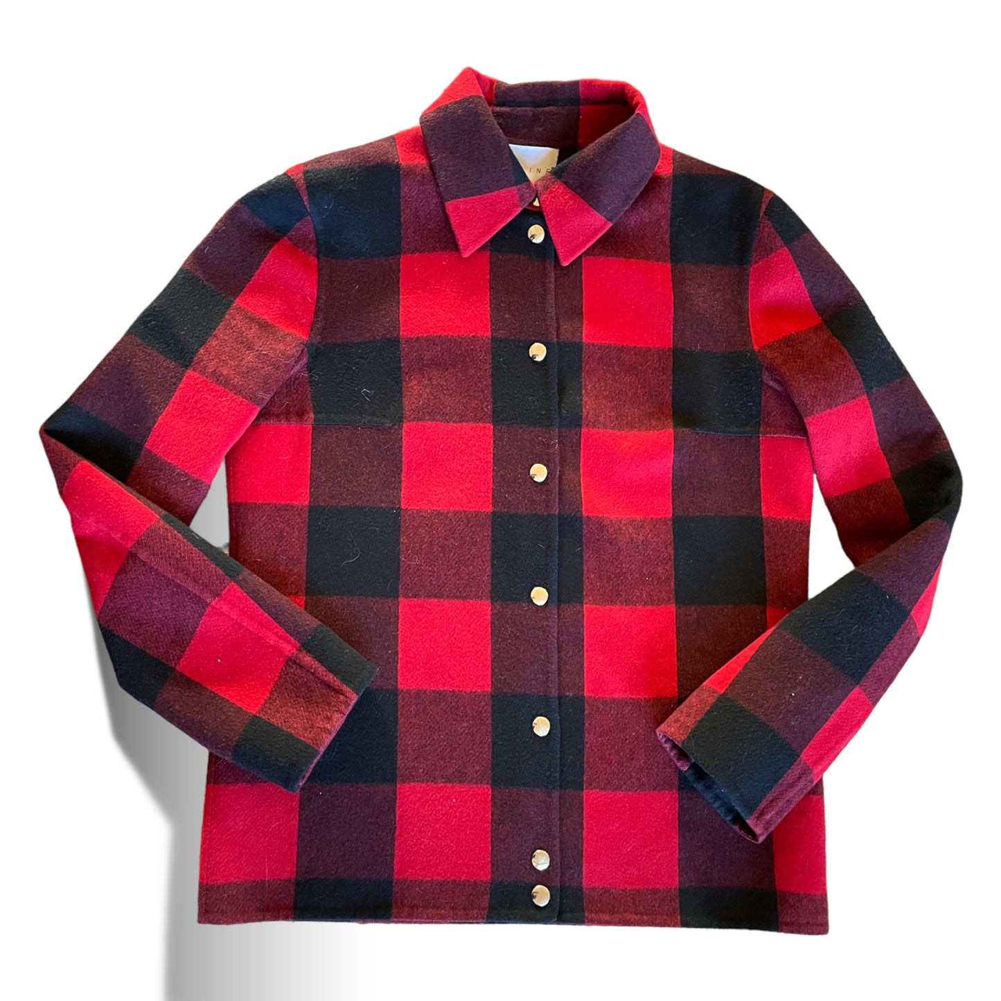 CELINE Wool/Cashmere Red & Black Plaid Jacket |Size: 40|