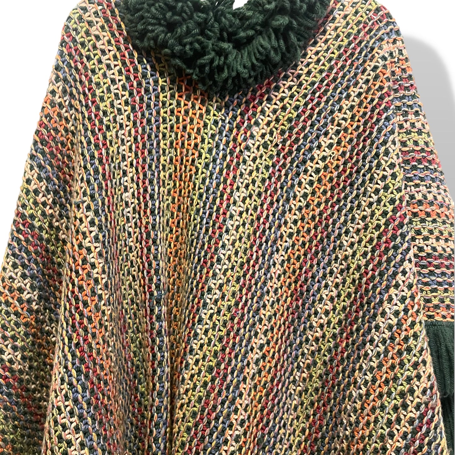 MISSONI Made in Italy 100% Wool Zig-Zag Fringe Poncho | O/S |