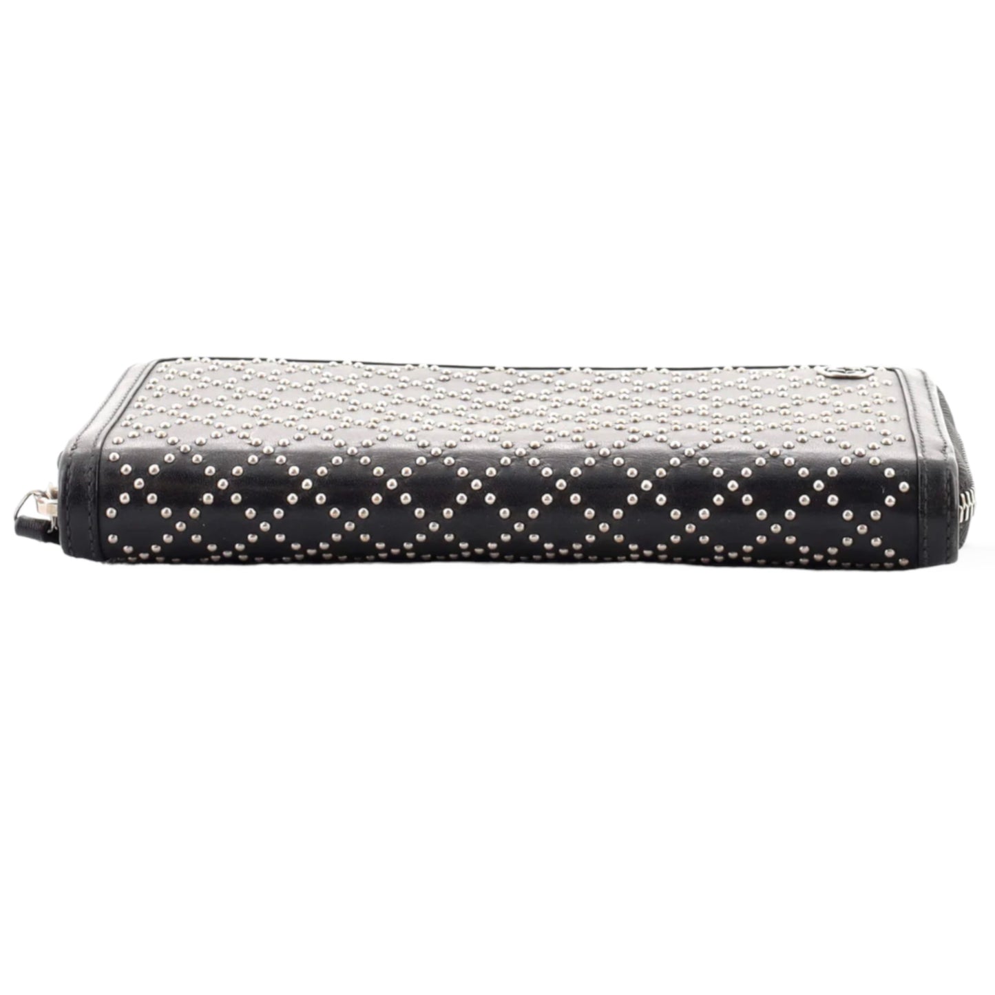 GUCCI Interlocking GG Zip Around Wallet Diamante Studded Leather Long
