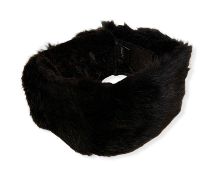 SURELL Genuine Fur Headband With Velcro Adjustable Closure