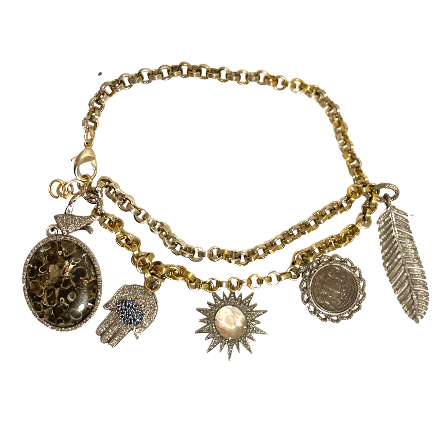 Custom Made Charm Statement Necklace with Removable/Changeable Adornments