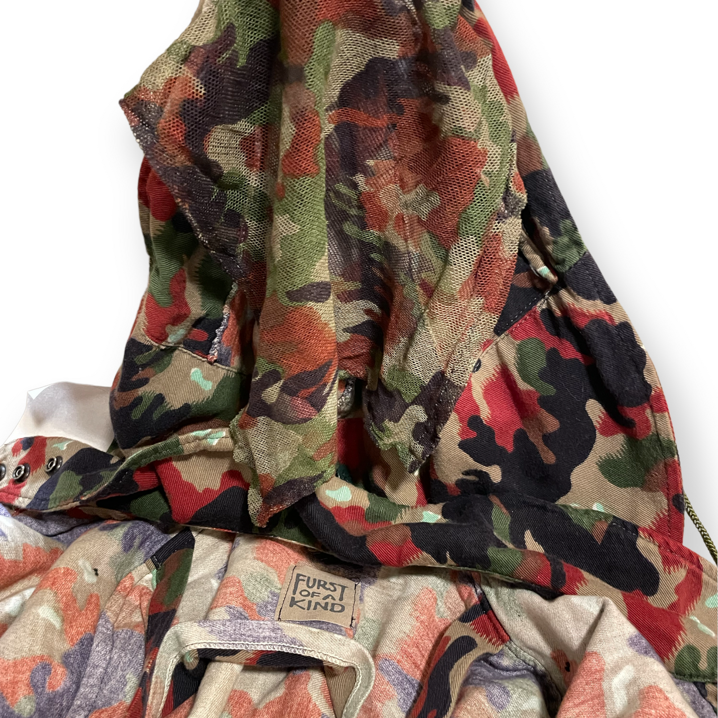 FURST OF A KIND Reworked Oversized Camouflage Multiple Pocket Utility Jacket O/S
