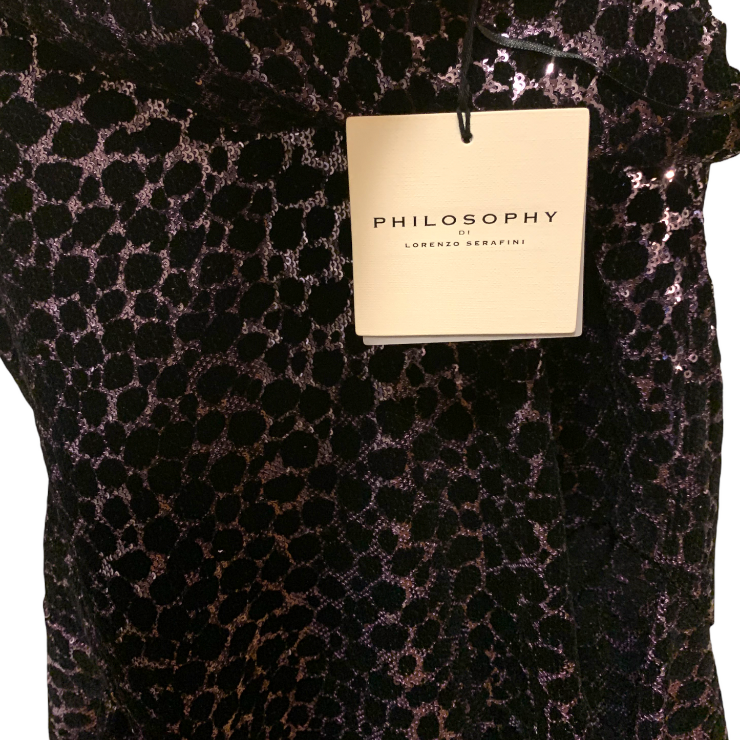 PHILOSOPHY DI LORENZO SERAFINI Ruffled flocked sequined mini dress |Size:38 IT|