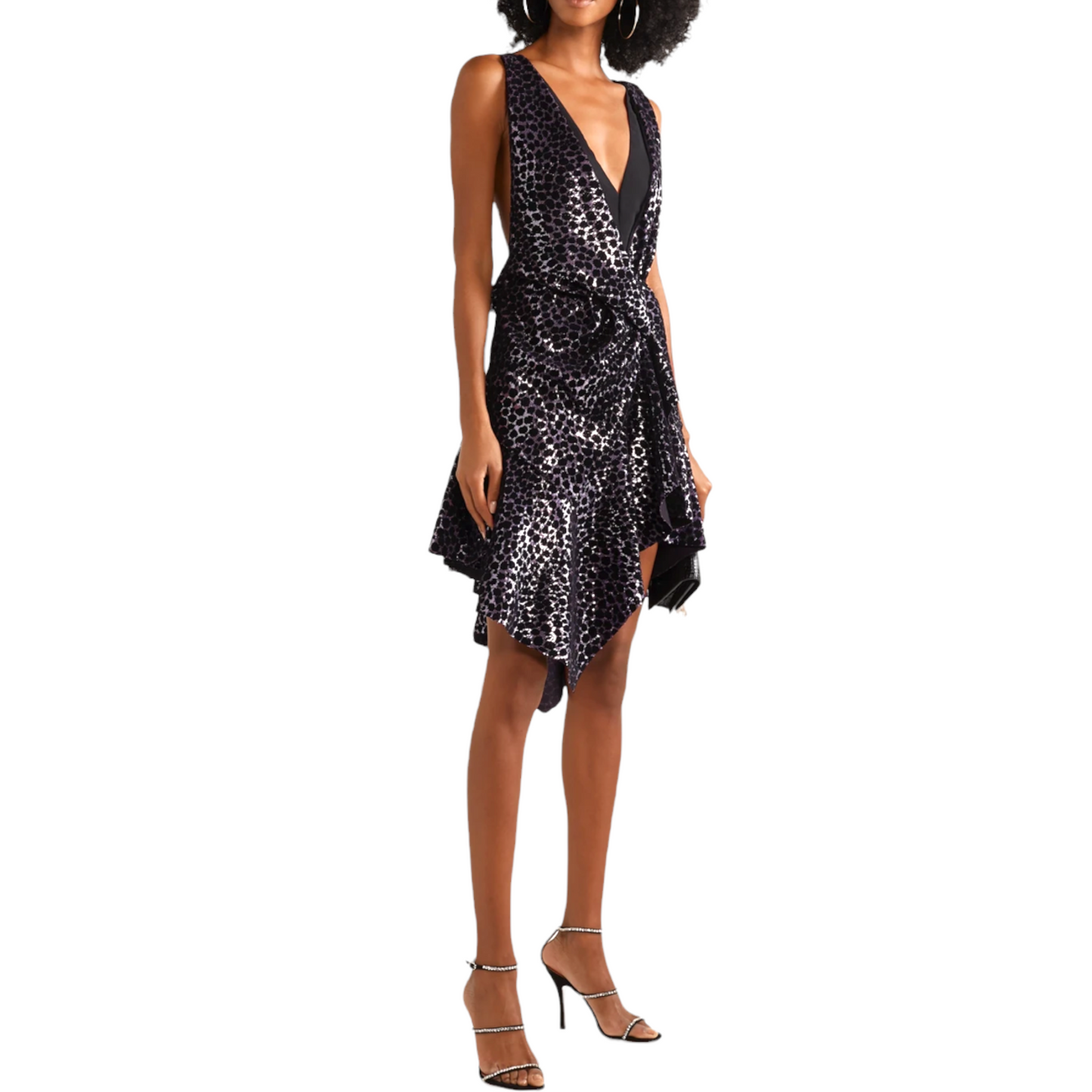 PHILOSOPHY DI LORENZO SERAFINI Ruffled flocked sequined mini dress |Size:38 IT|