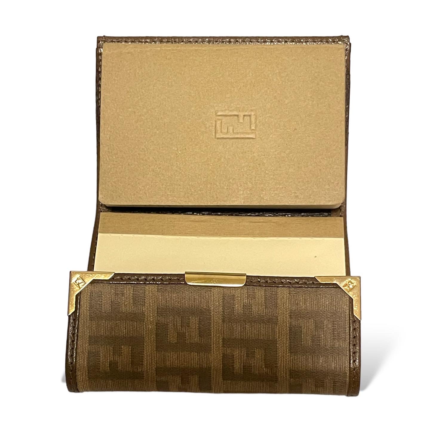 FENDI Vintage Zucchino FF Logo Monogram Coated Canvas Tri-Fold Address/Notebook