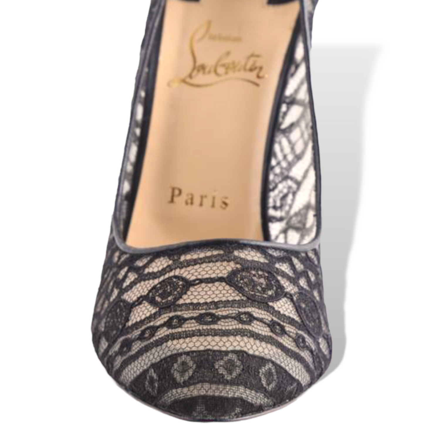 Christian Louboutin Black Dorissima Lace 100 Dentelle Pumps