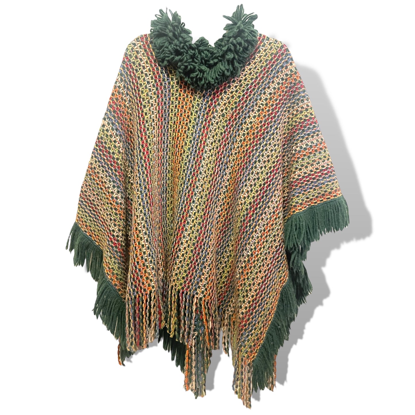 MISSONI Made in Italy 100% Wool Zig-Zag Fringe Poncho | O/S |