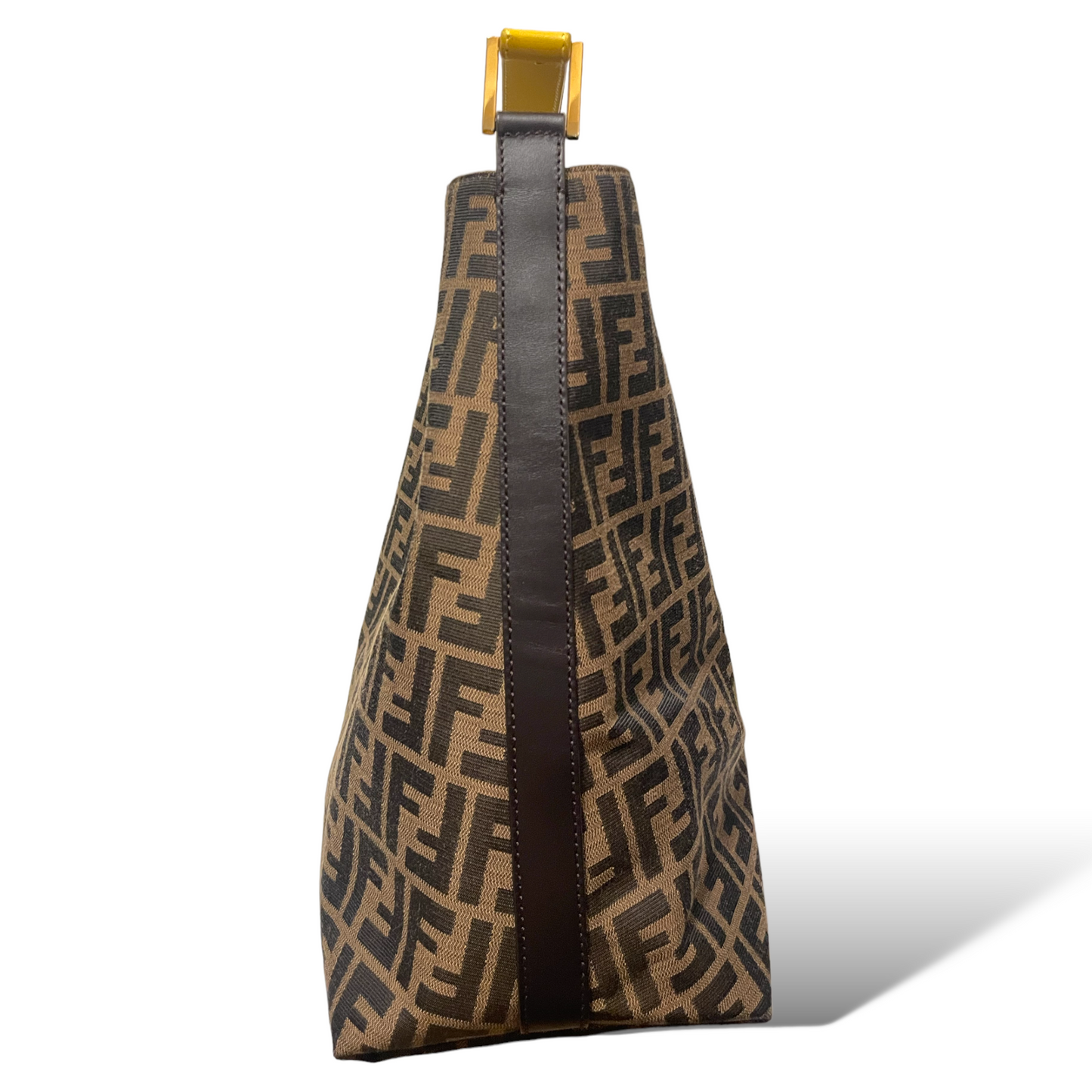 FENDI Large Tobacco/Ochre Zucca Print Canvas with Calfskin Trim Hobo Bag