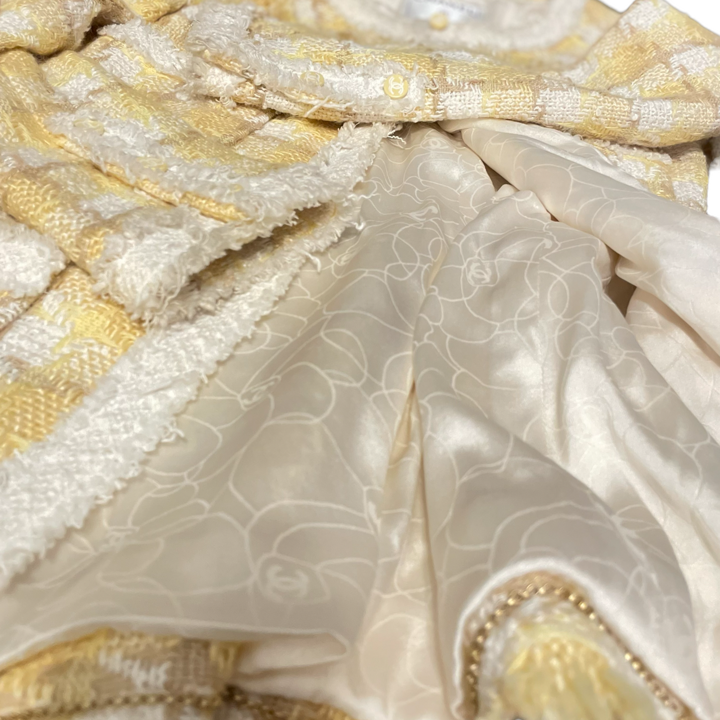 CHANEL Tweed STUNNING & RARE Evening Blazer in Yellow Color-Way XS-S