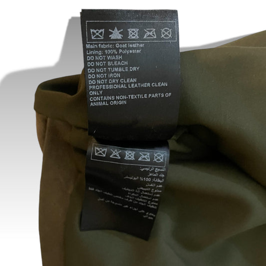 ba&sh Goat Leather Olive Green Mini Skirt - photo 2 of 7