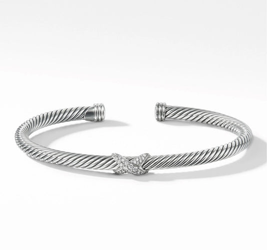 DAVID YURMAN X Station Bracelet in Sterling Silver with Pavé Diamonds