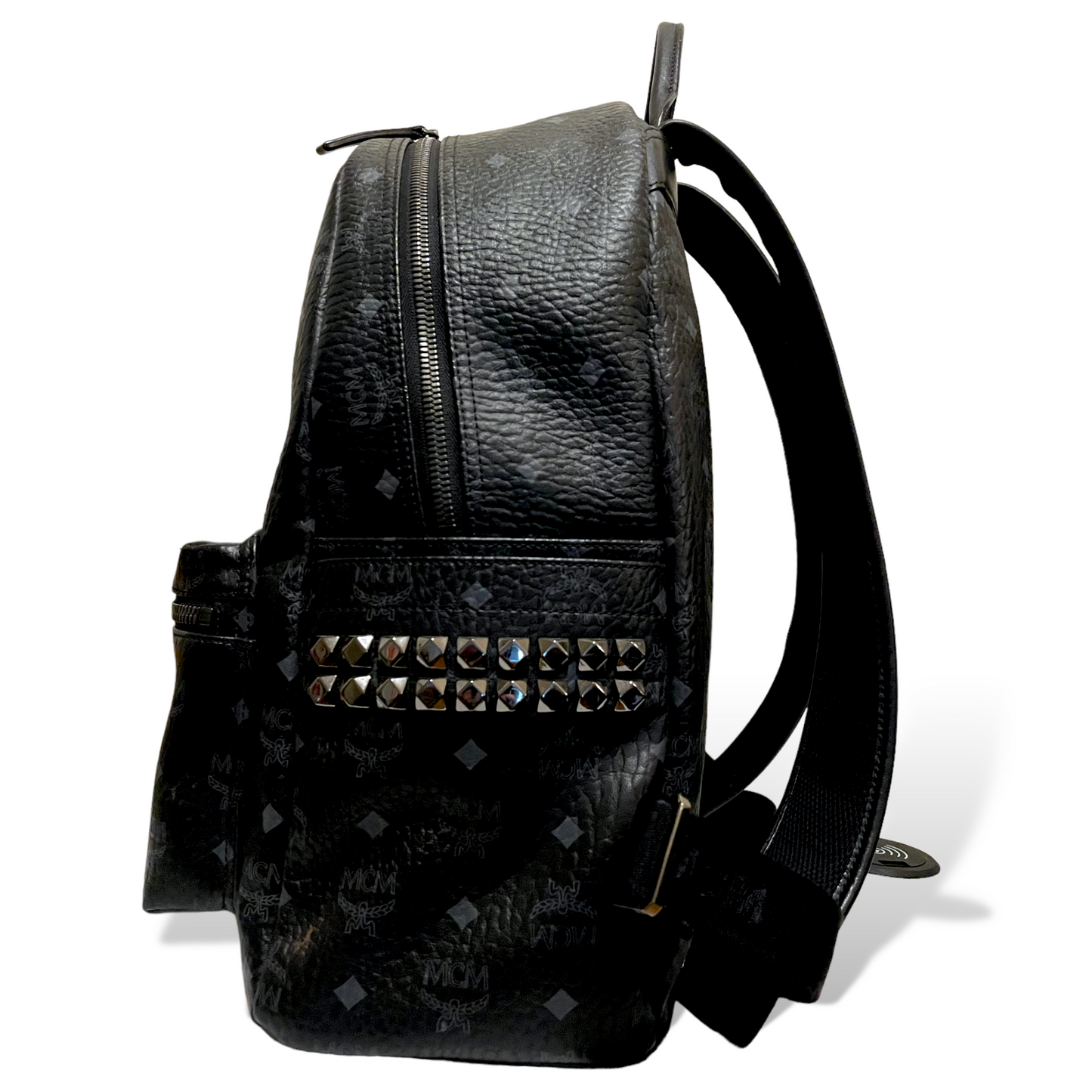 Men’s MCM Blk/Gry Monogram Stark Side Studs Backpack in Visetos |Size: 42.5cm|