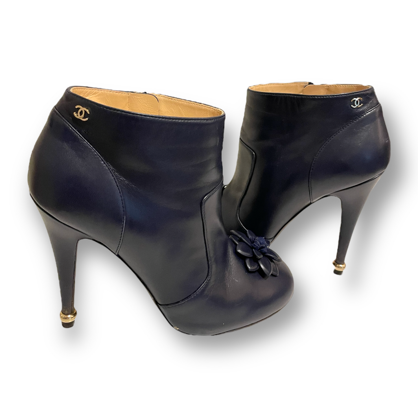 CHANEL Lambskin Short Boots 15A Size: 38