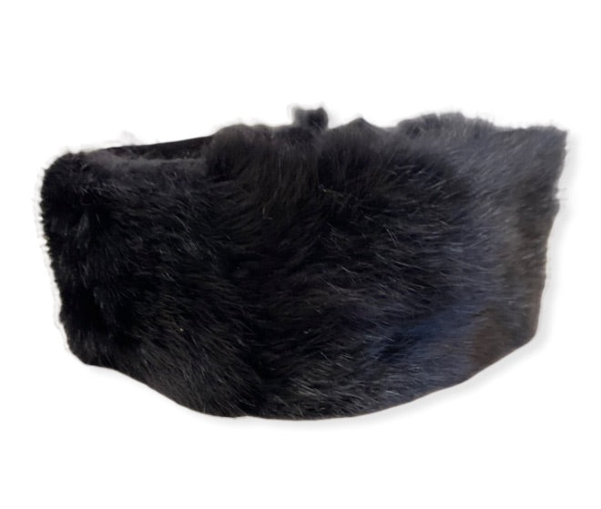 SURELL Genuine Fur Headband With Velcro Adjustable Closure