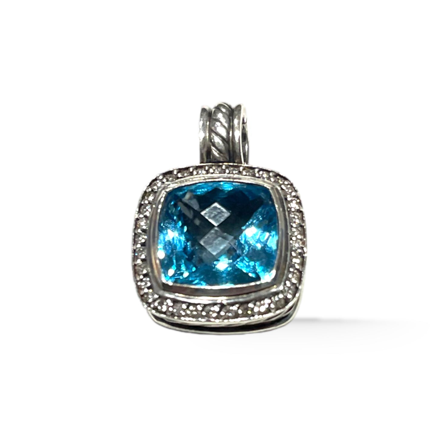 DAVID YURMAN Albion Pendant in Sterling Silver with Blue Topaz & Pavé Diamonds