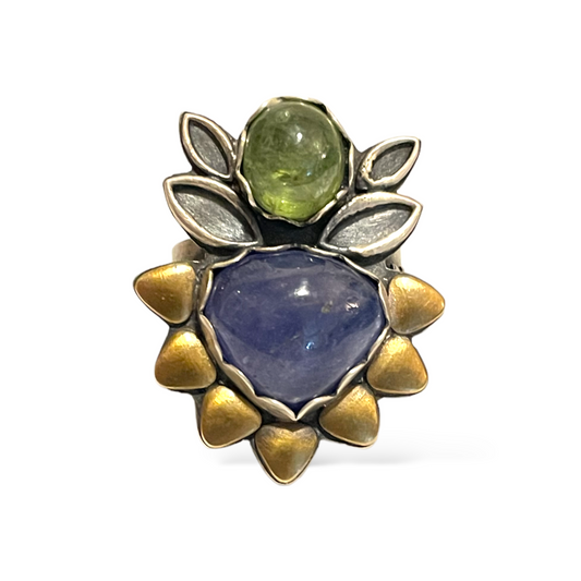 Custom Made Sterling Silver Art Deco Statement Ring |Size: Adjustable|